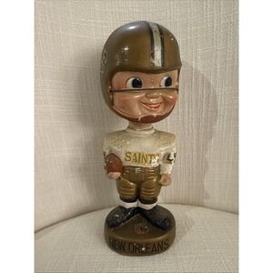 BEAUTIFUL 1960's New Orleans Saints Round Gold‎ Base Bobblehead, VINTAGE READ